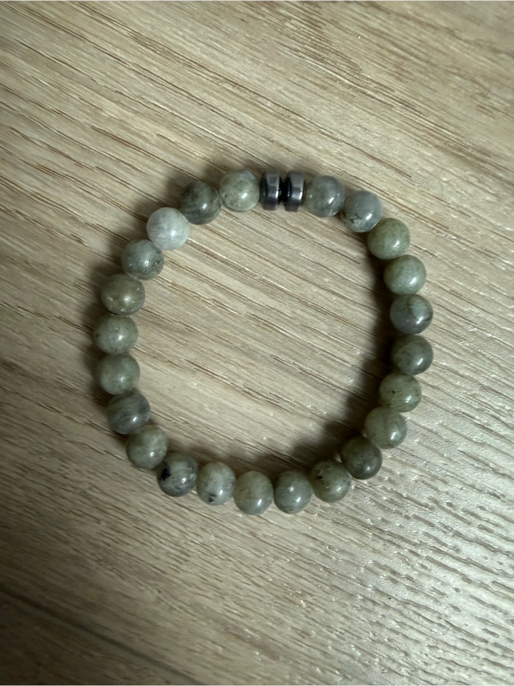 Beaded Grey-Green Stone Bracelet